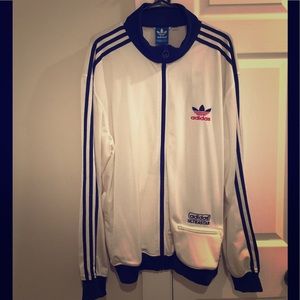 Adidas red white and blue vintage track jacket